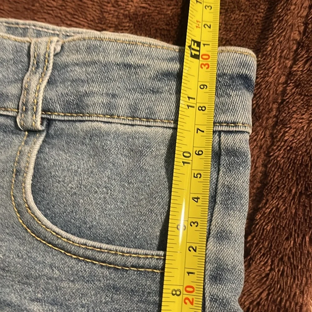 Juniors Denim Skort Size Large Blue Short Tiered Mini Ruffled Bottom - Picture 8 of 8